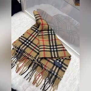 Burberry Beige and Red Checkered Scarf